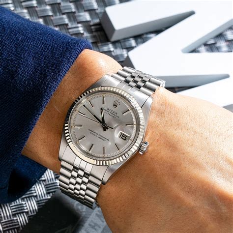 rolex datejust 1601 silver jubilee bracelet with silver bezel|Rolex Datejust 41 white dial.